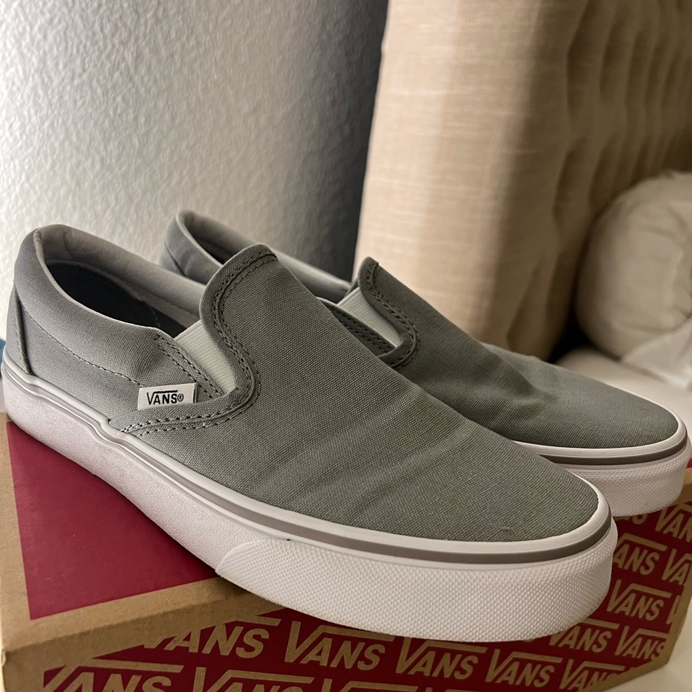 Brand new grey slip on vans